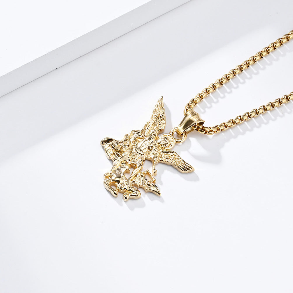 European And American Retro St. Michael Archangel Necklace