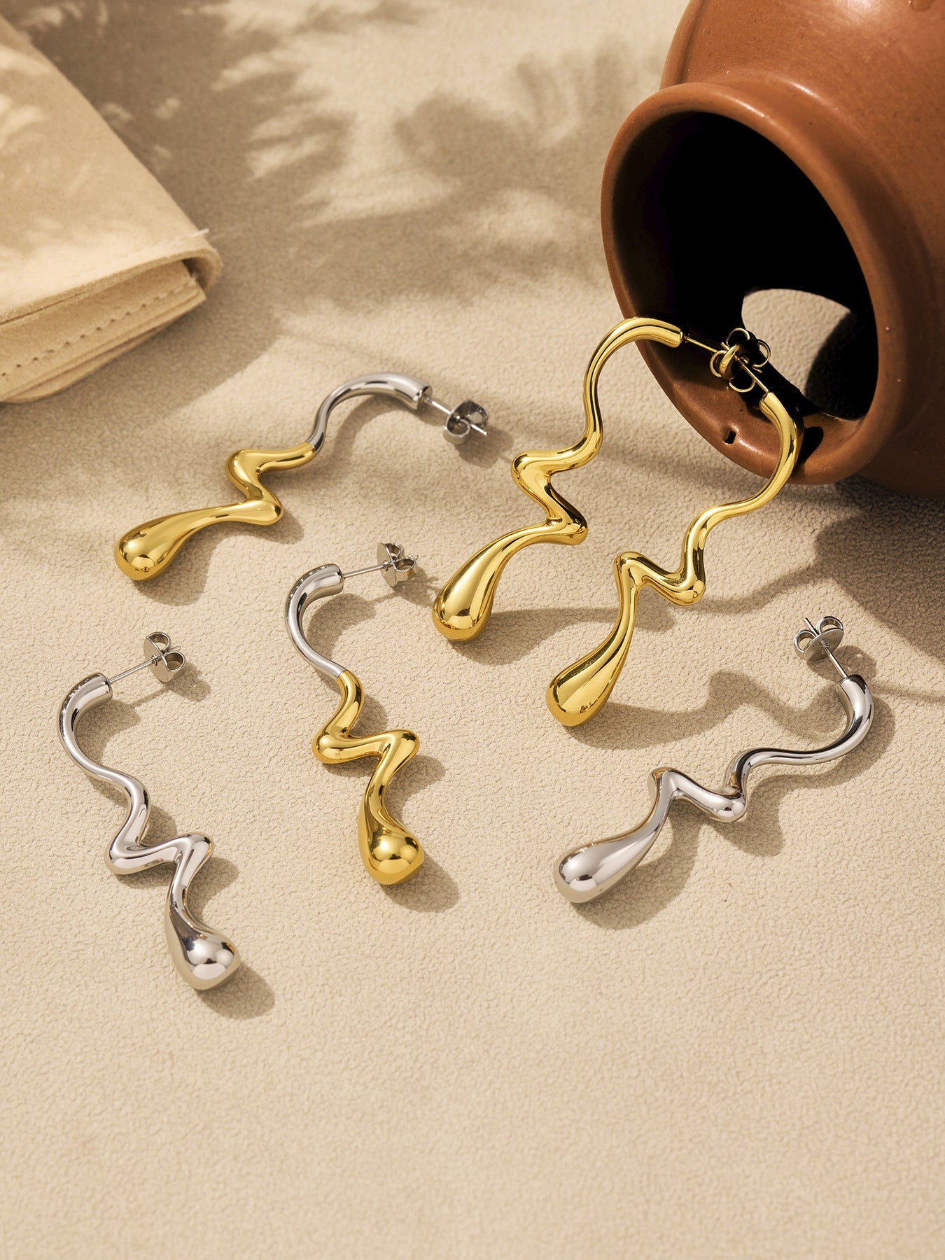 Planderful Women Irregular Water Drop Earrings 18K Gold