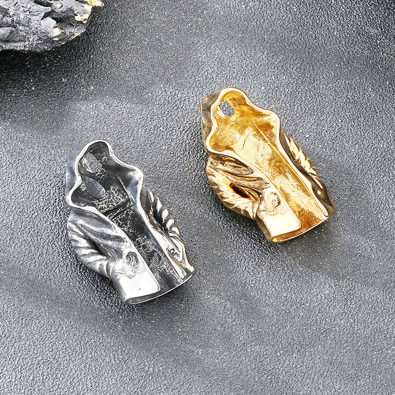 Dark Assassin Cape Pendant, Punk Mysterious Person Cape Titanium Steel Men's Pendant Necklace
