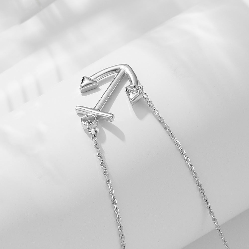 Anchor Pendant With Pure Silver Necklace, Hip-Hop Trendy Elegant Ladies'