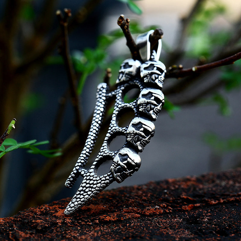 Punk-Inspired Retro Titanium Steel Skull Pendant for Men - Wholesale Hip Hop Jewelry