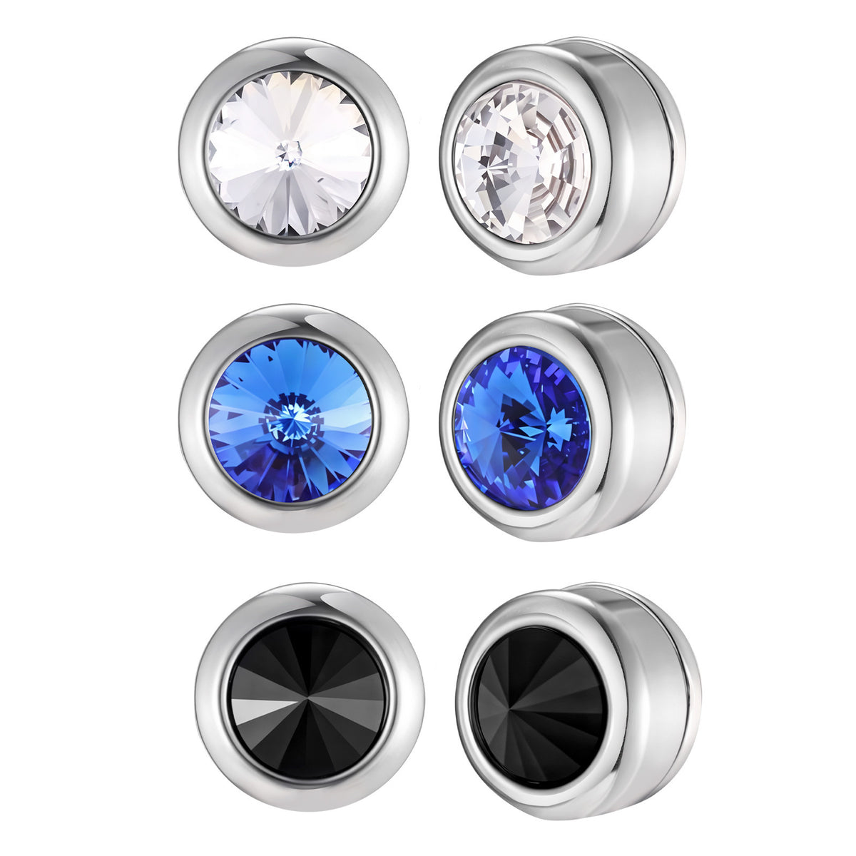 Stainless Steel Zircon Black Earrings