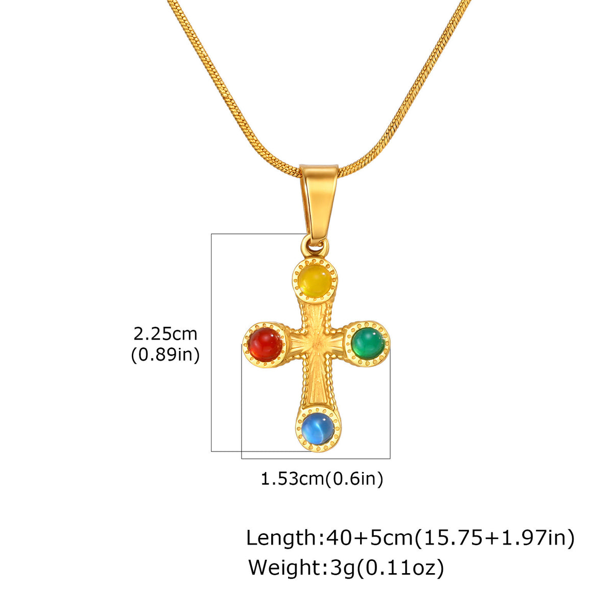 Gemstone Cross Pendant Necklace — Two Designs
