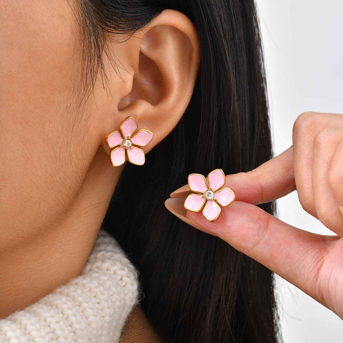 Stainless Steel Floral Earrings