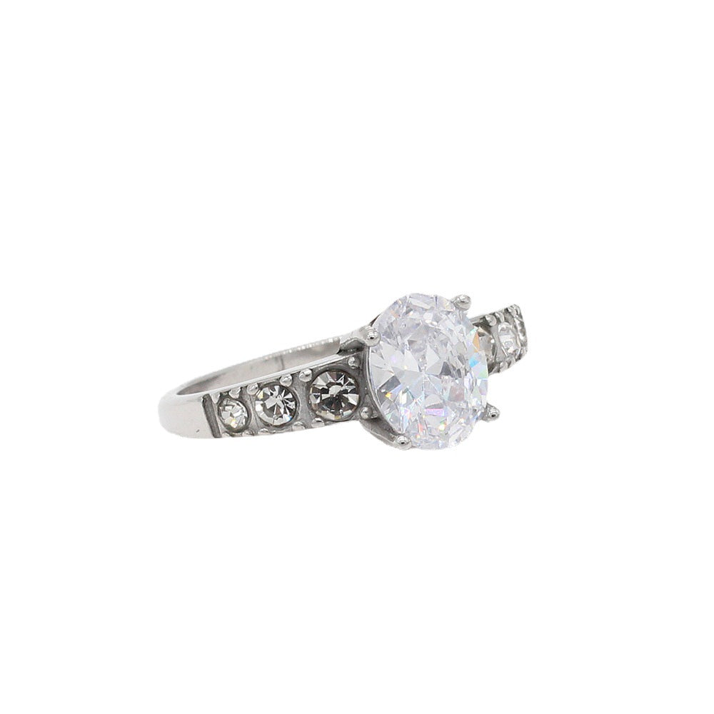 Chic European and American Women's Wedding Zircon Rings in Titanium Steel