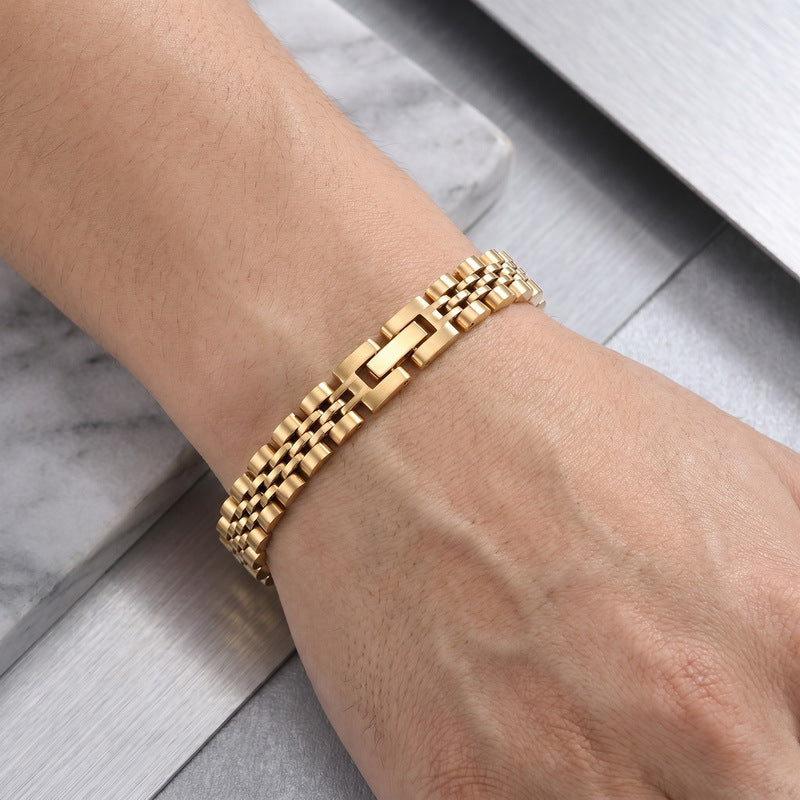 Japan & Korea Business Watch Chain Five Baht Strap Chain Stainless Steel Unisex Bracelet