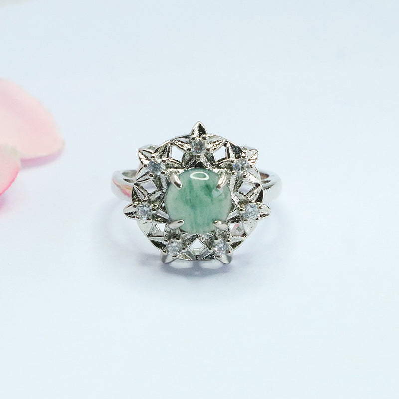 Blue-Water Jadeite Vine Ring