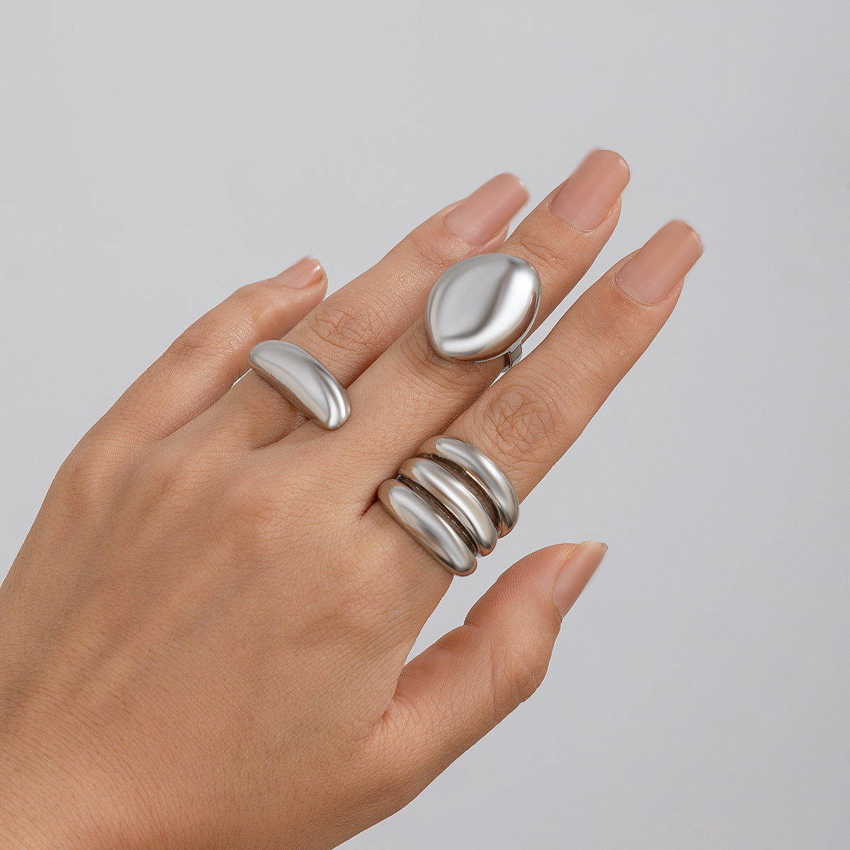 Planderful Vienna Verve Geometric Open Ring Lava Metal Texture For Modern Fashion Lovers
