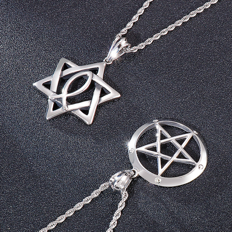 Masonic Pentagram Titanium Steel Men's Pendant - Stylish Freemasonry Jewelry