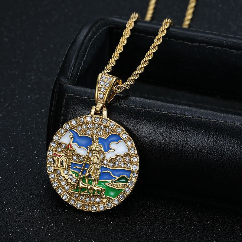 Rhinestone Necklace – Statement Hip Hop Jesus Pendant