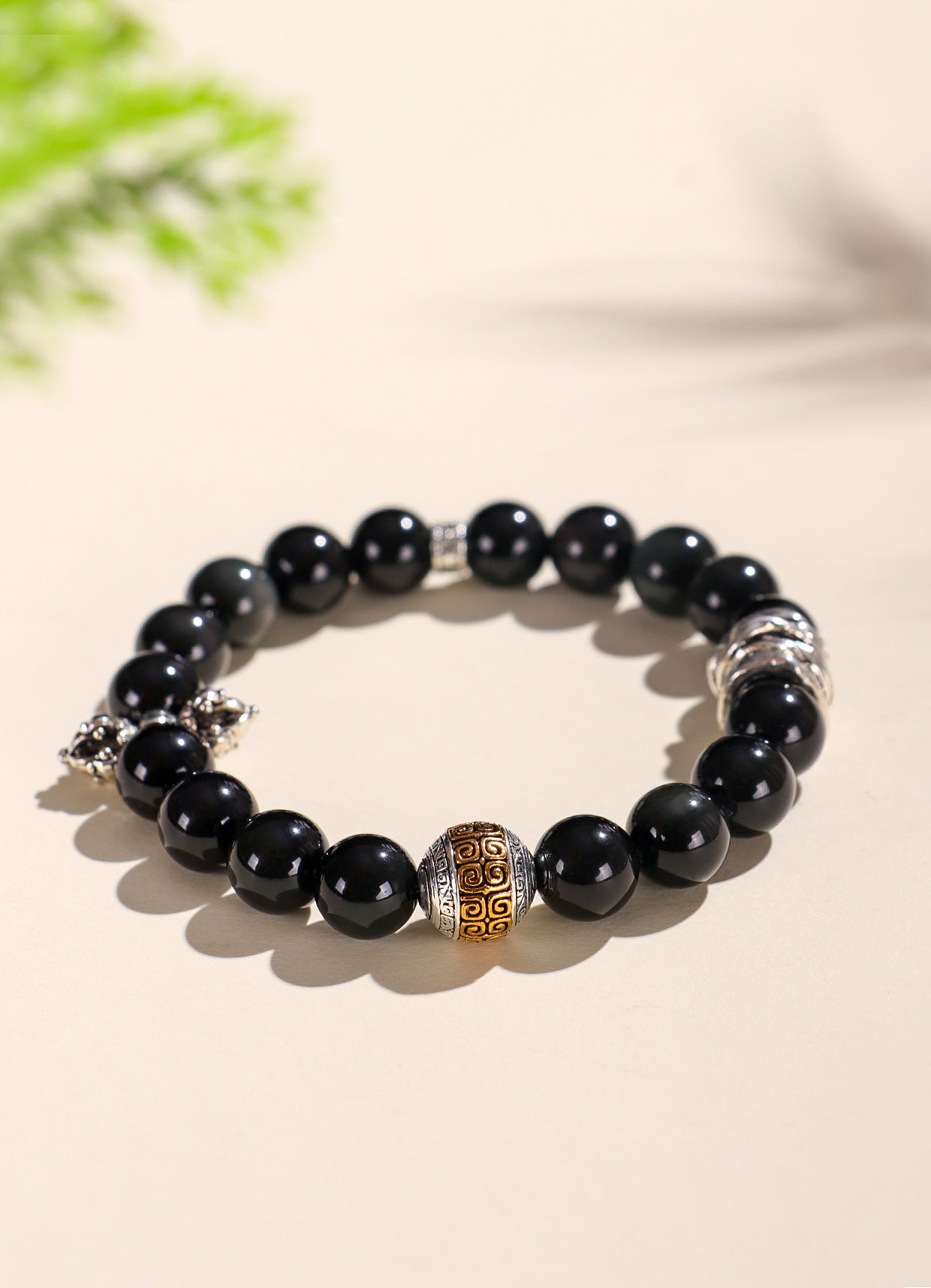 Planderful Fortune's Favor Bracelet – Stylish Couple's Design with Obsidian Gemstones