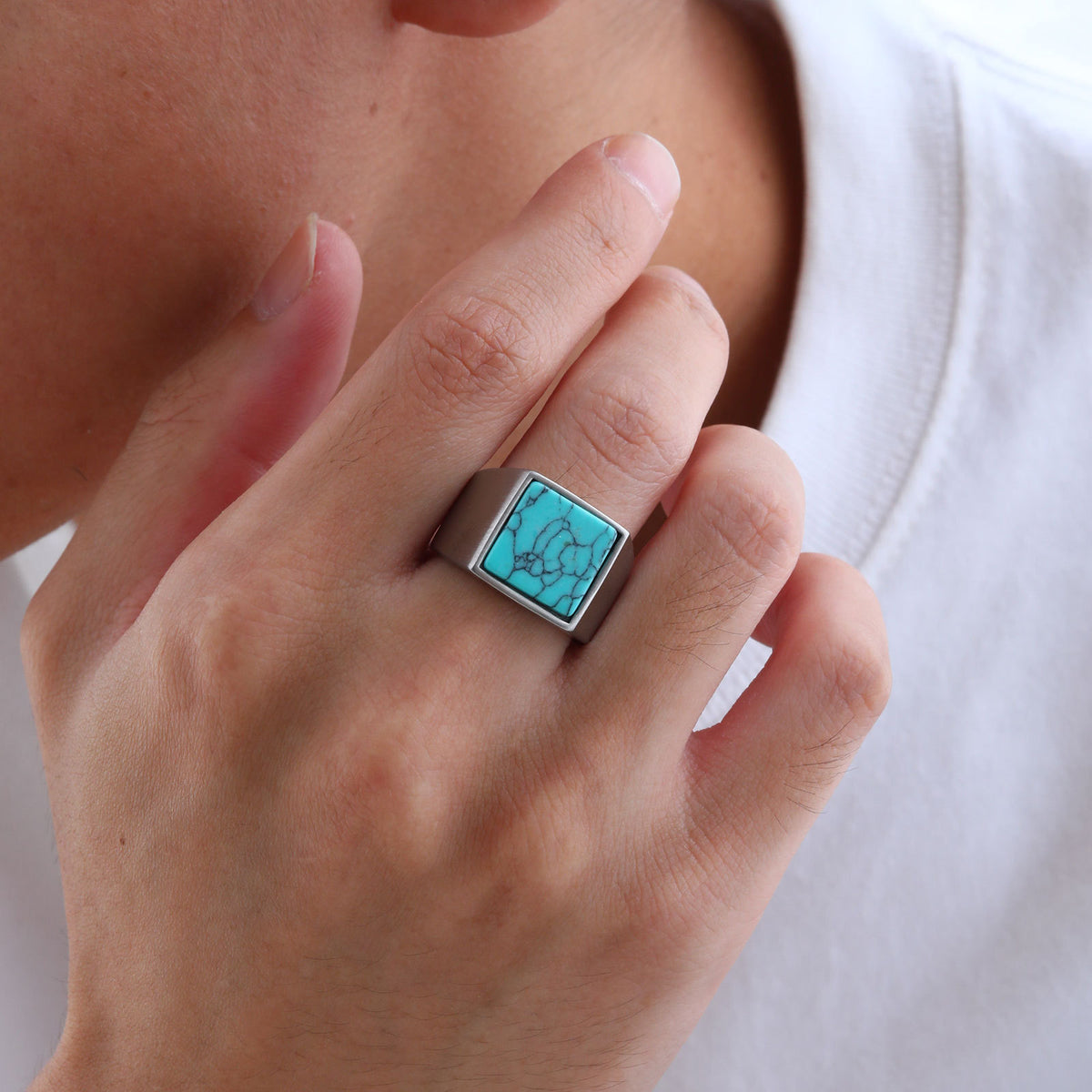 Stainless Steel Several Square Seal Casting Ring Men's