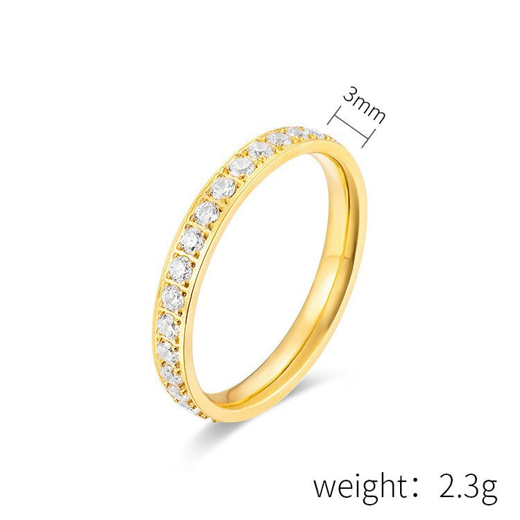 Planderful Zircon Inlaid Titanium Steel Ring For Women Light Luxury Everyday Jewelry Sleek Commuting Wear