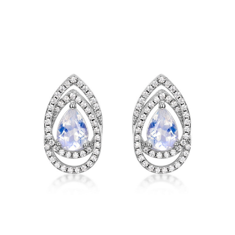 Planderful Everyday Genie – Cross-border New Light Luxury S925 Silver Blue Moonlight Stud Earrings