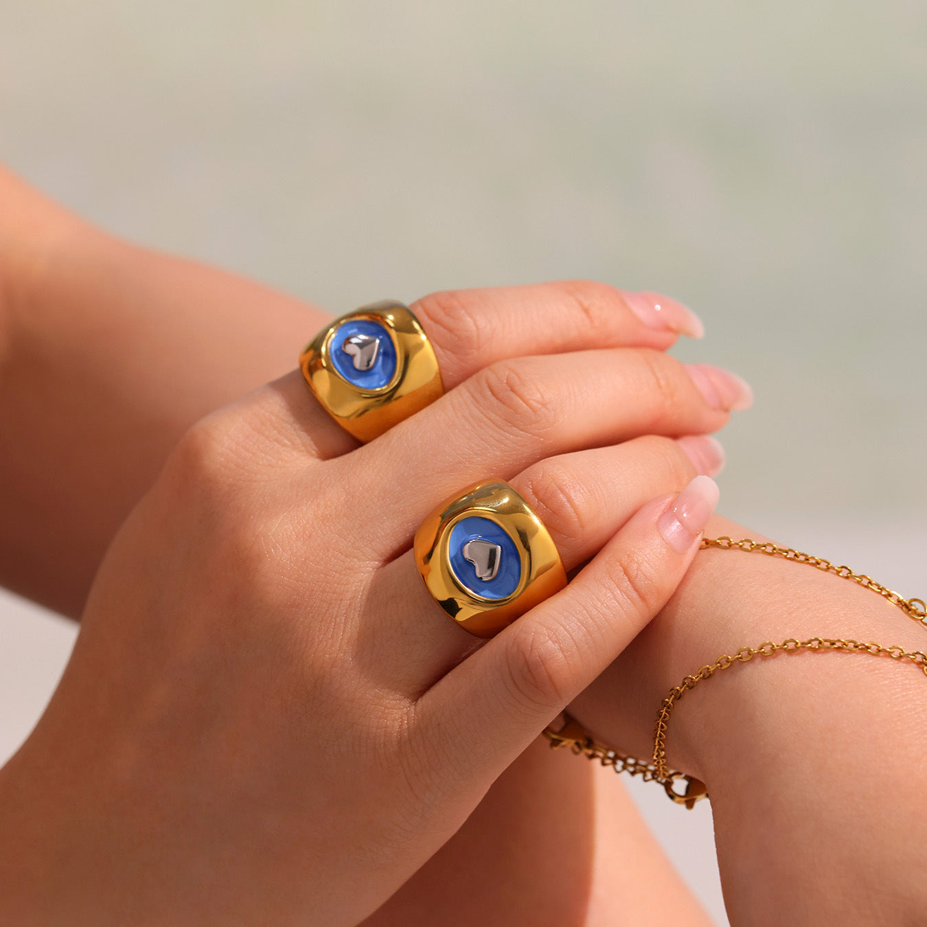 Planderful 18K Gold Plated Dripping Oil Ring For Women