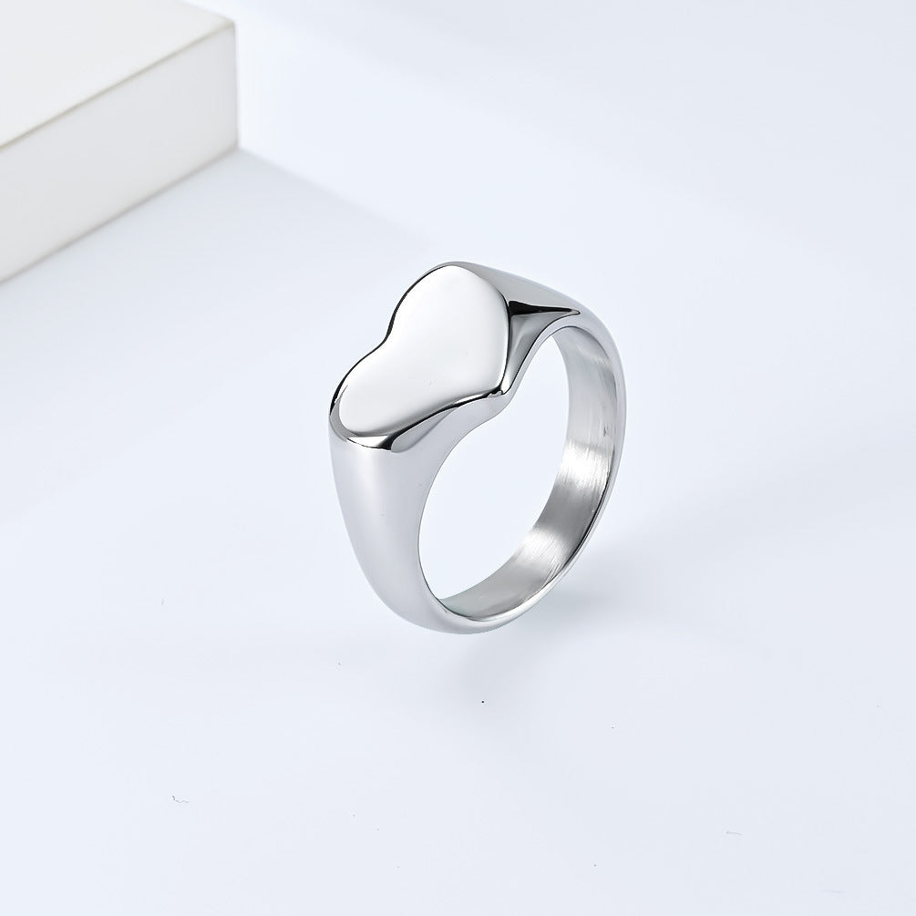 Planderful Personalized Heart Shaped Couple Ring In Steel Titanium For Men And Women