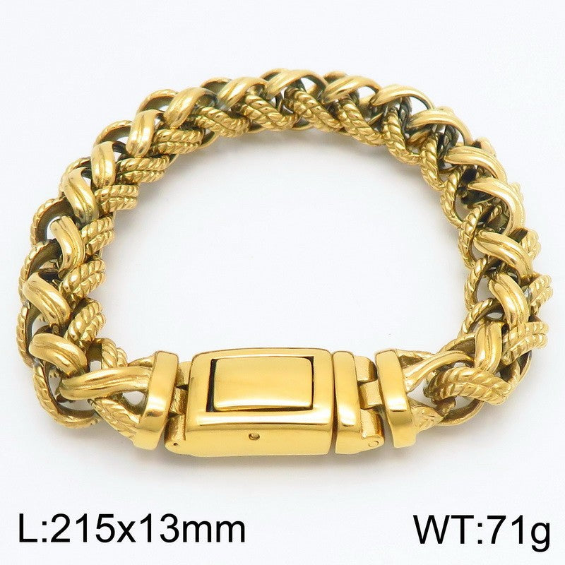 Planderful Mens Bracelet Retro Hipster Titanium Steel