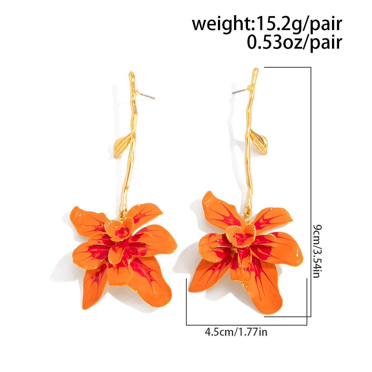 Planderful Vienna Verve Statement Flower Earrings Long Metal Stud Earrings For Fashion Forward Women