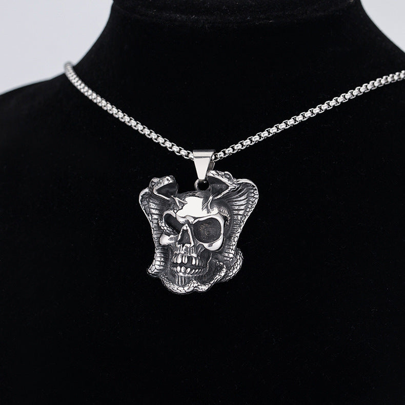Stainless Steel Necklace - Statement Men's Skull Pendant, Street Hip Hop Style For Men