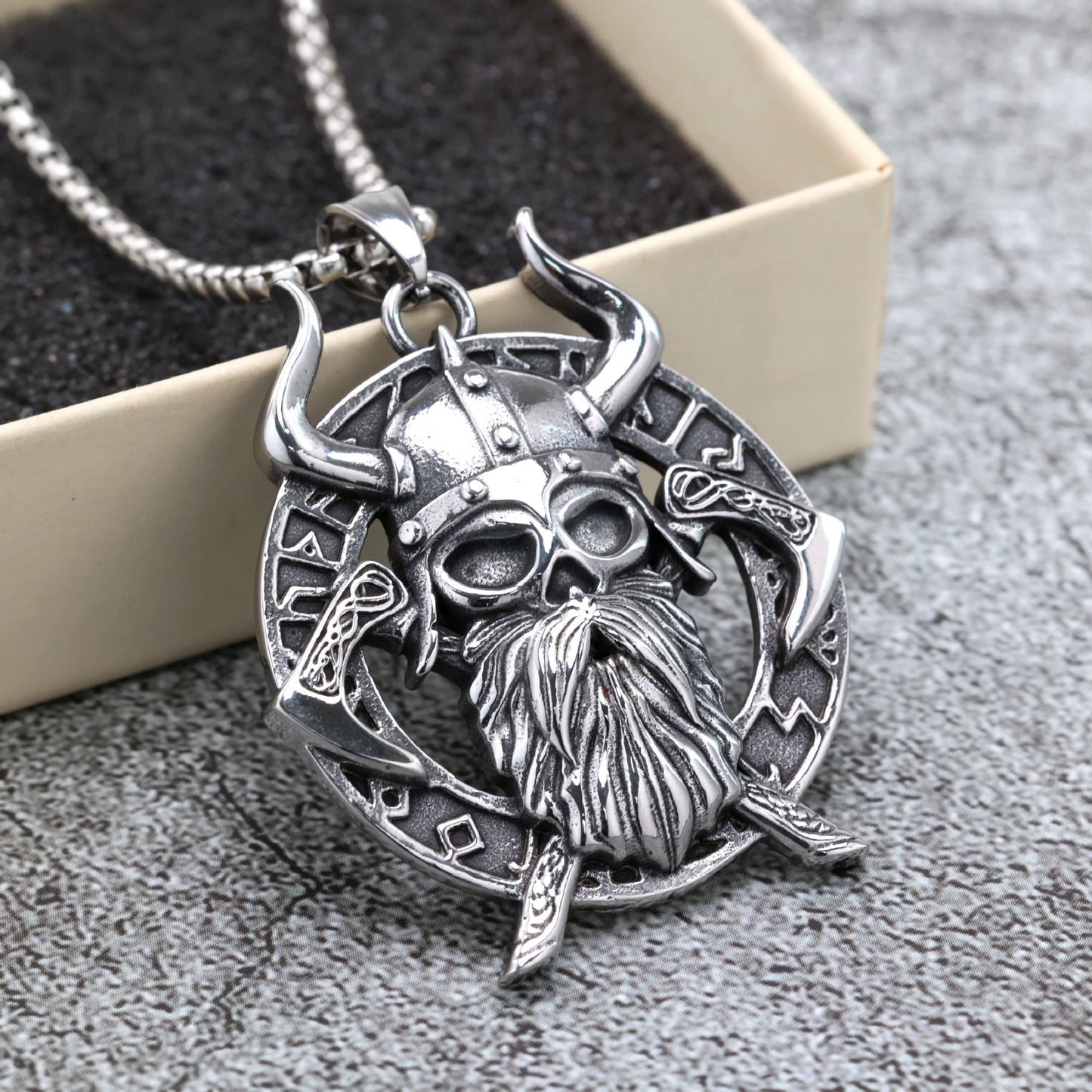 Planderful Viking Rune Pendant For Men Durable Stainless Steel Odin Medal Necklace Norse Legacy