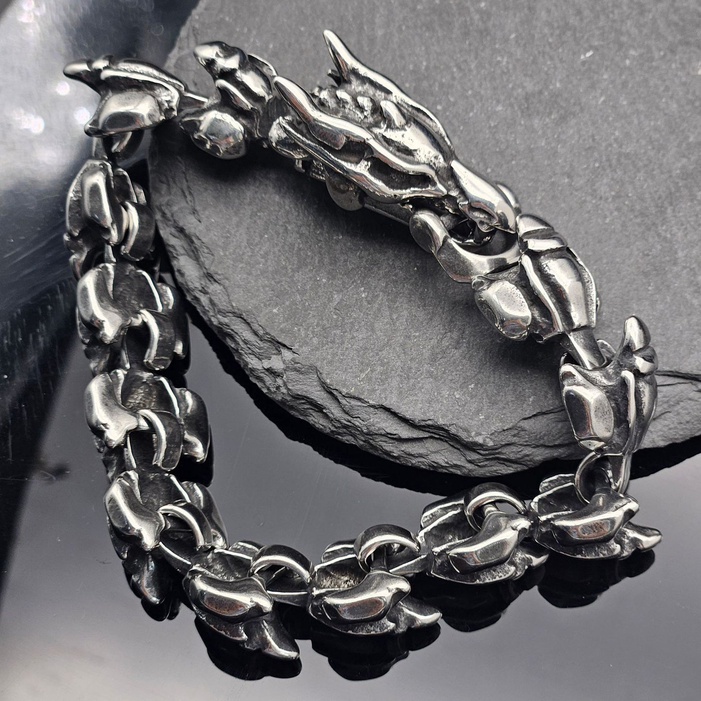 Planderful Dragon Scale Titanium Steel Bracelet For Unisex Durable Bold Punk Jewelry Statement