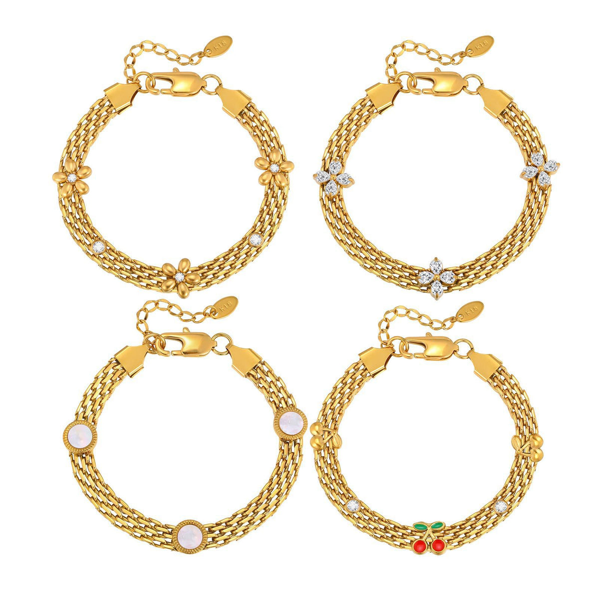 Flower Shell Zircon Stainless Steel Bracelet