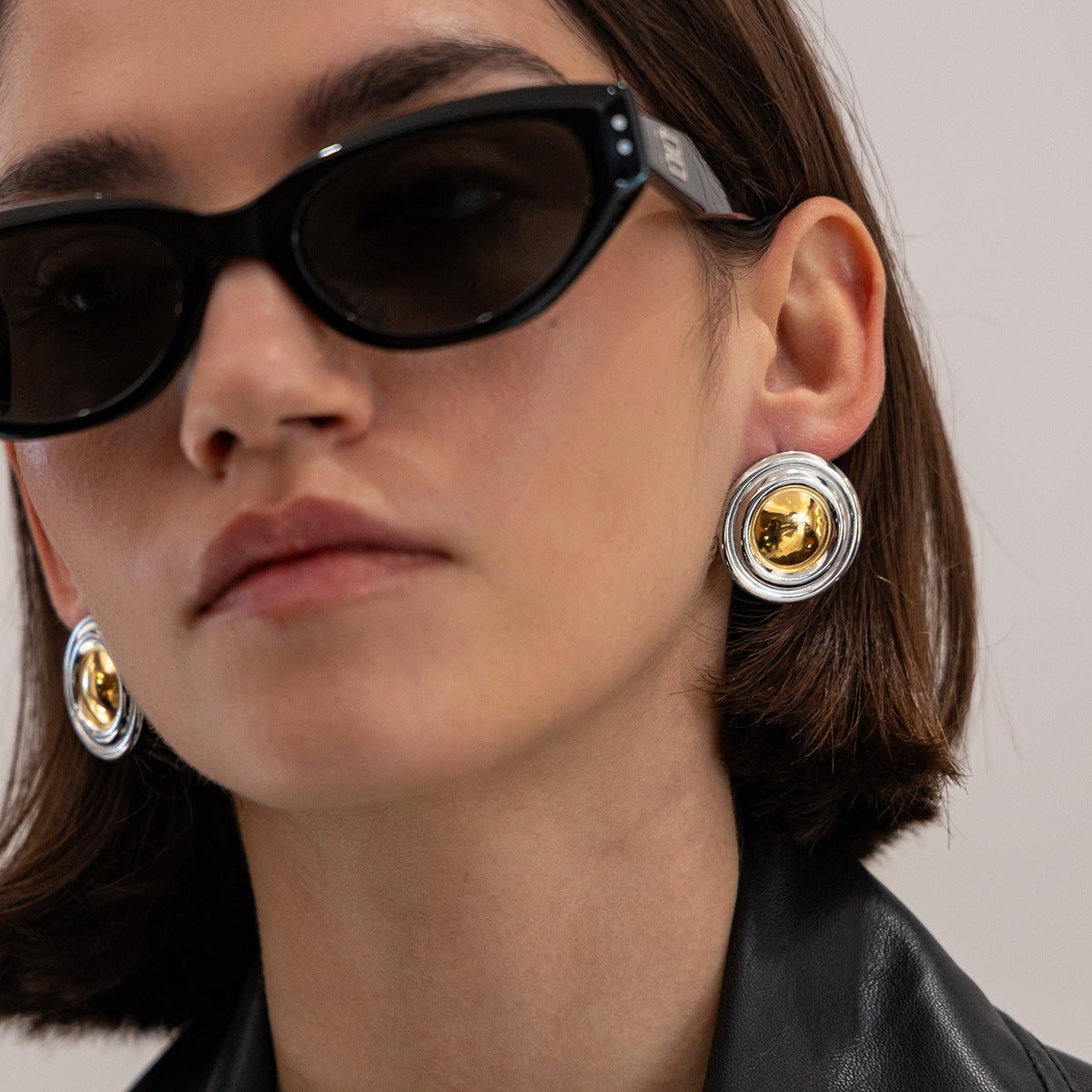 Planderful Vienna Verve Stainless Steel Stud Earrings For Women Textured Oval Beaten Texture