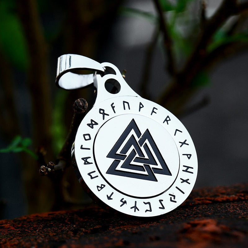 Nordic Viking Rune Letter Stainless Steel Rotating Pendant for Men - Wholesale Titanium Steel Jewelry