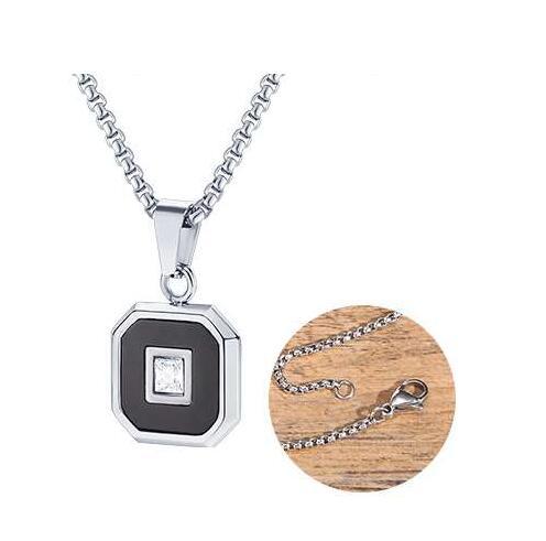 Lapis Lazuli Zircon Stainless Steel Necklace for Men