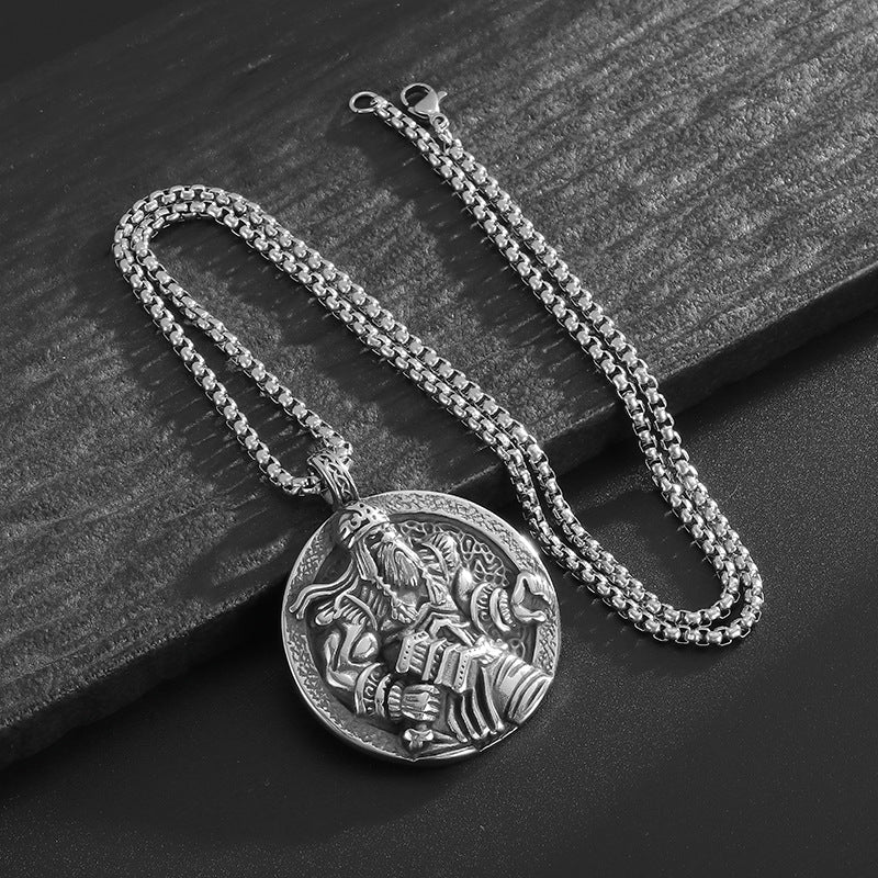 Odin Viking Pendant Necklace Stainless Steel Polished Vintage Gold Plated By Planderful Everyday Genie
