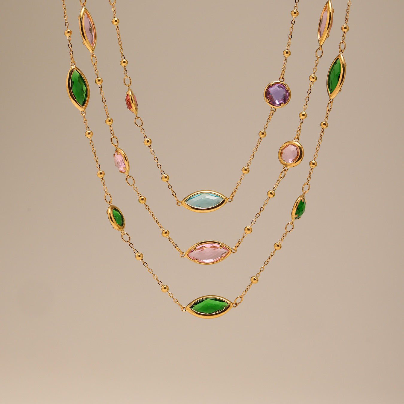 Planderful Glass Ball Necklace Women Stainless Steel Lux