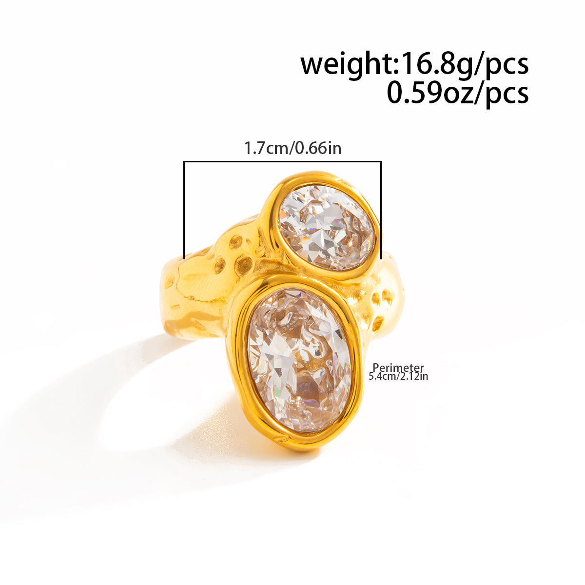 Planderful Stainless Steel Ring With Lava Texture And Zircon Inlays For Women Statement Jewelry