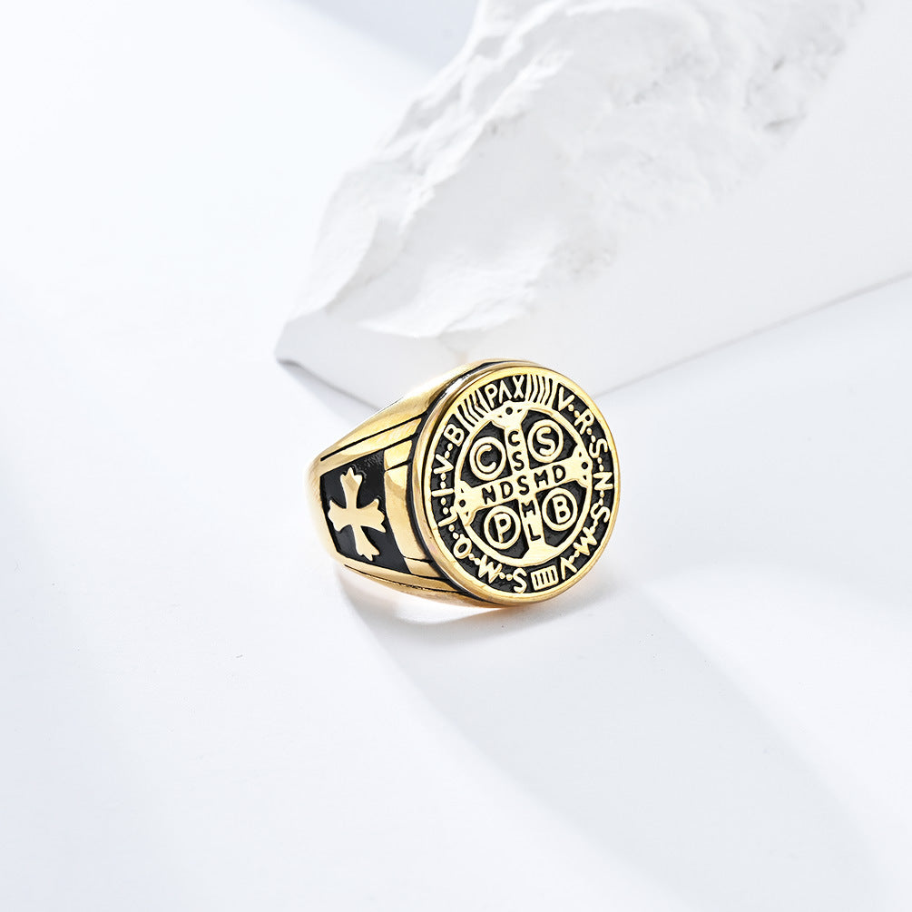 Cross-Border European and American Retro Exorcist Cross Ring