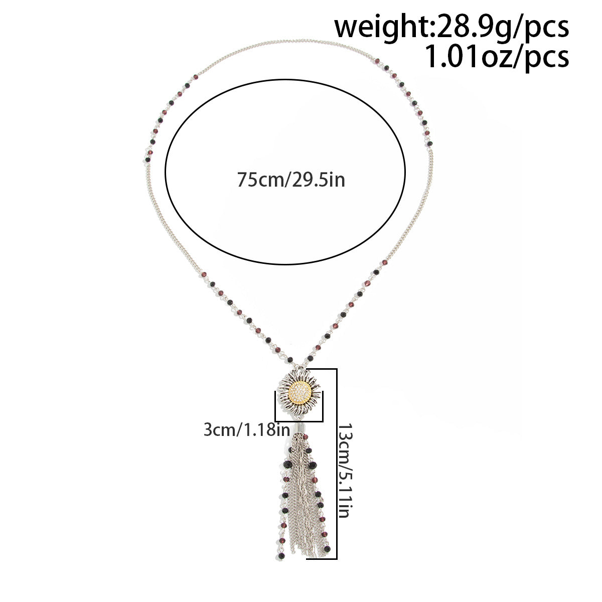 Antique Sunflower Crystal-Style Long Necklace