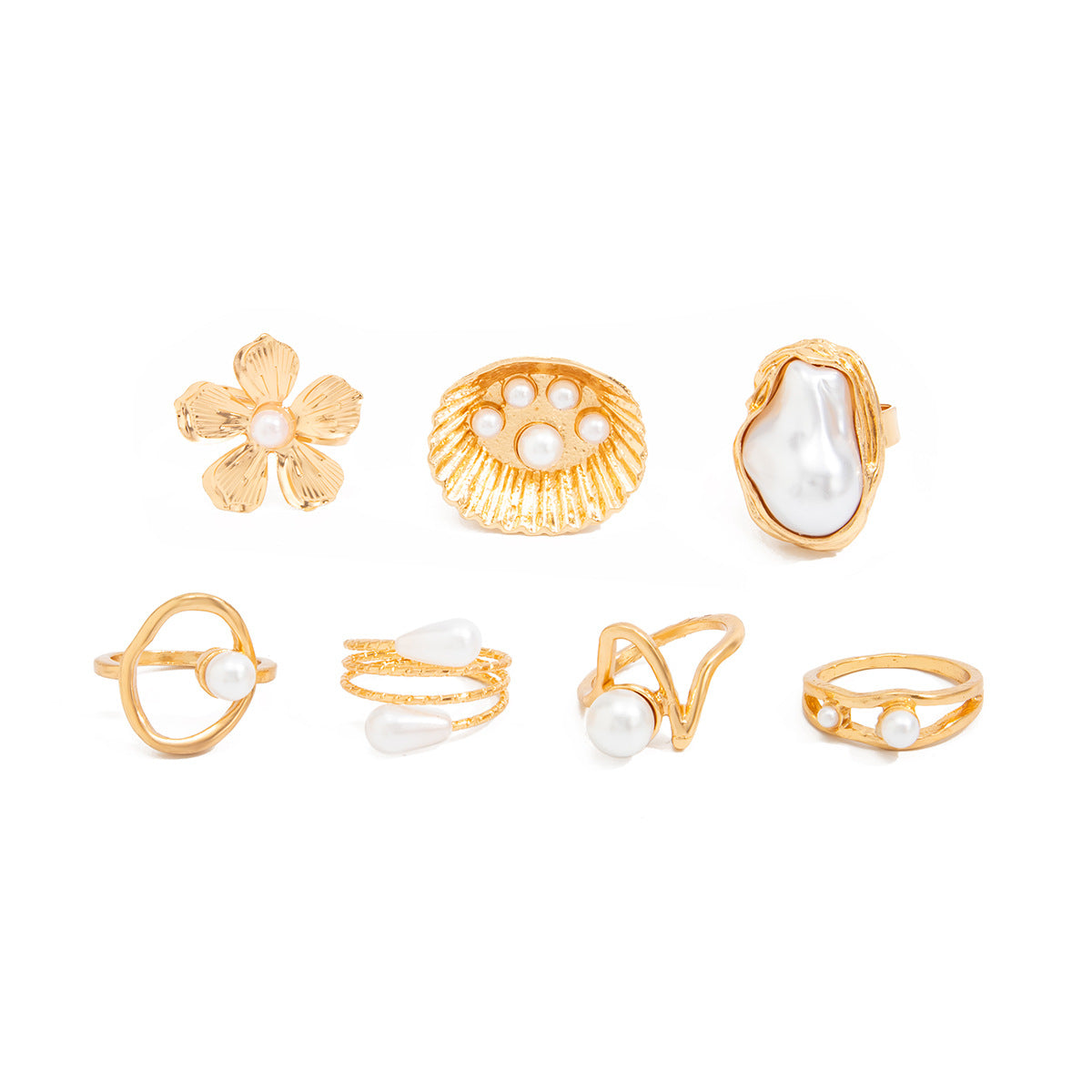 Planderful Vienna Verve Baroque Pearl Ring Open Ring Set For Elegant Women Jewelry Statement