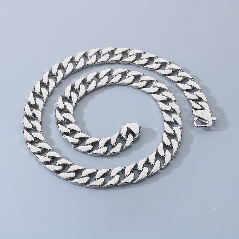 Planderful 15mm Titanium Cuban Chain Necklace For Men