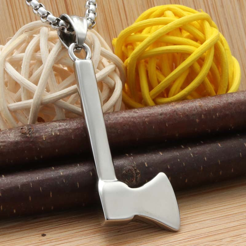 Titanium Steel Axe Pendant Necklace for Men - Punk Retro Trendy Design by Planderful