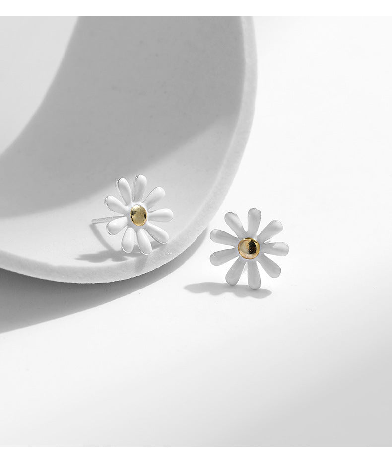 S925 Silver Small Flower Earrings With Sweet Korean Daisy Design