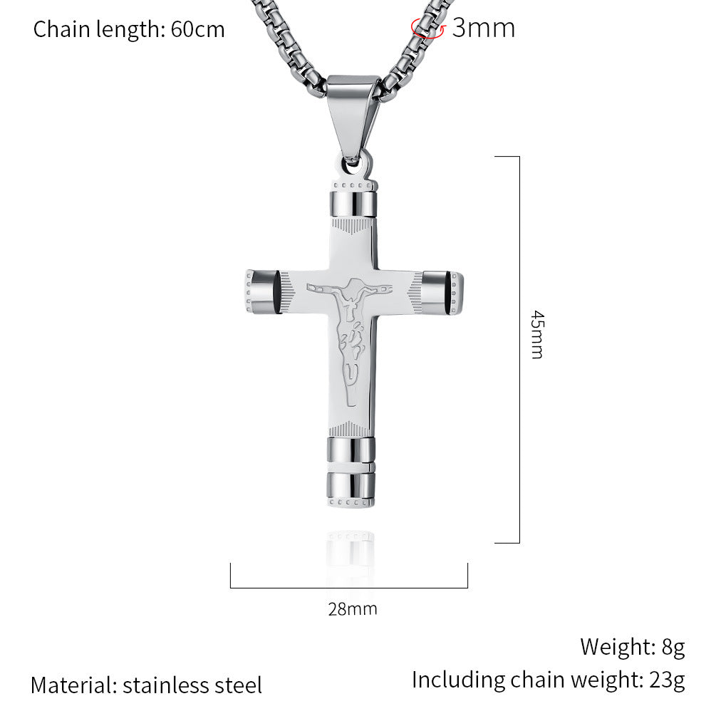 Planderful Cross Necklace Stainless Steel Unisex Pendant Bold Statement for Hip Hop Fans