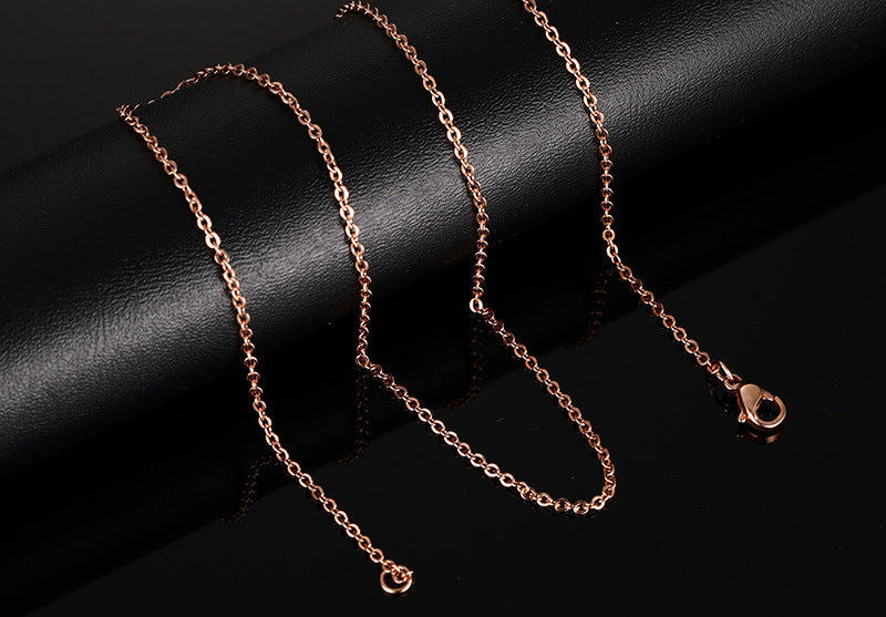 Rose Gold Titanium Steel Electroplated O-Shaped Chain Necklace