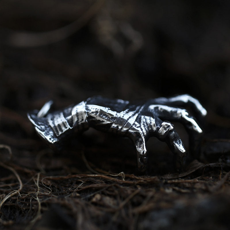 Retro Punk Devil's Hand Titanium Steel Pendant - Skull Palm Stainless Steel Accessories for Men