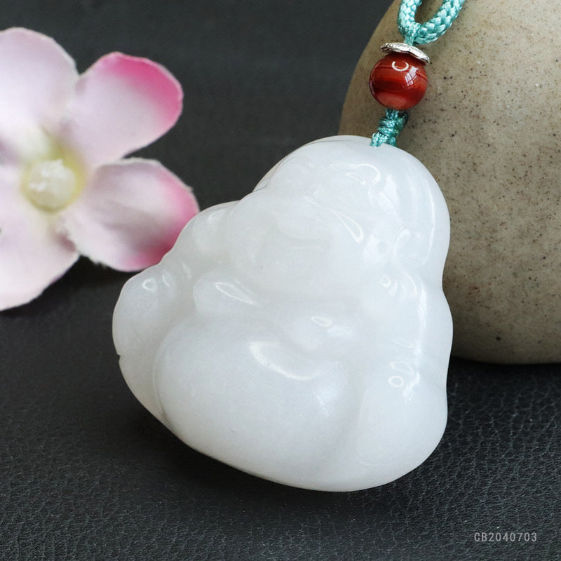 Golden Silk Jade Buddha Pendant