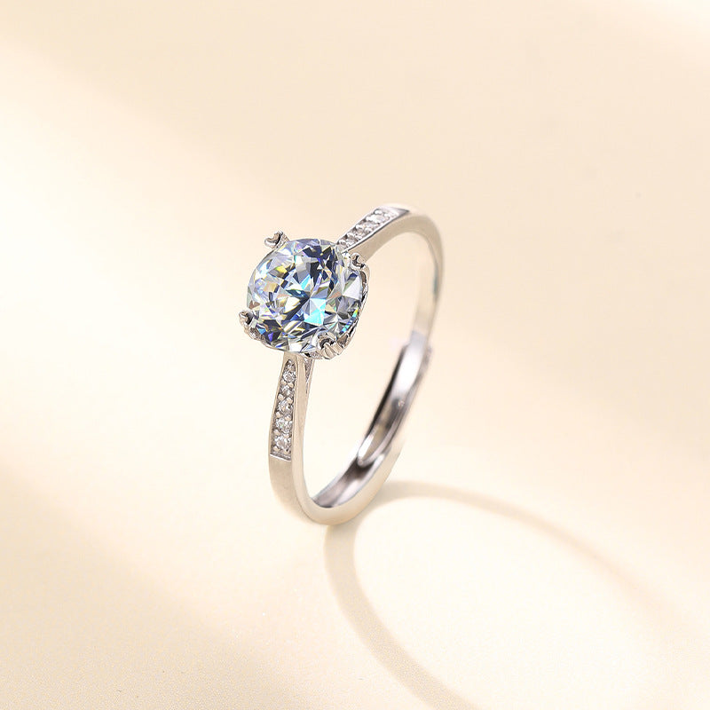 One-Carat D-Color S925 Sterling Silver Ring