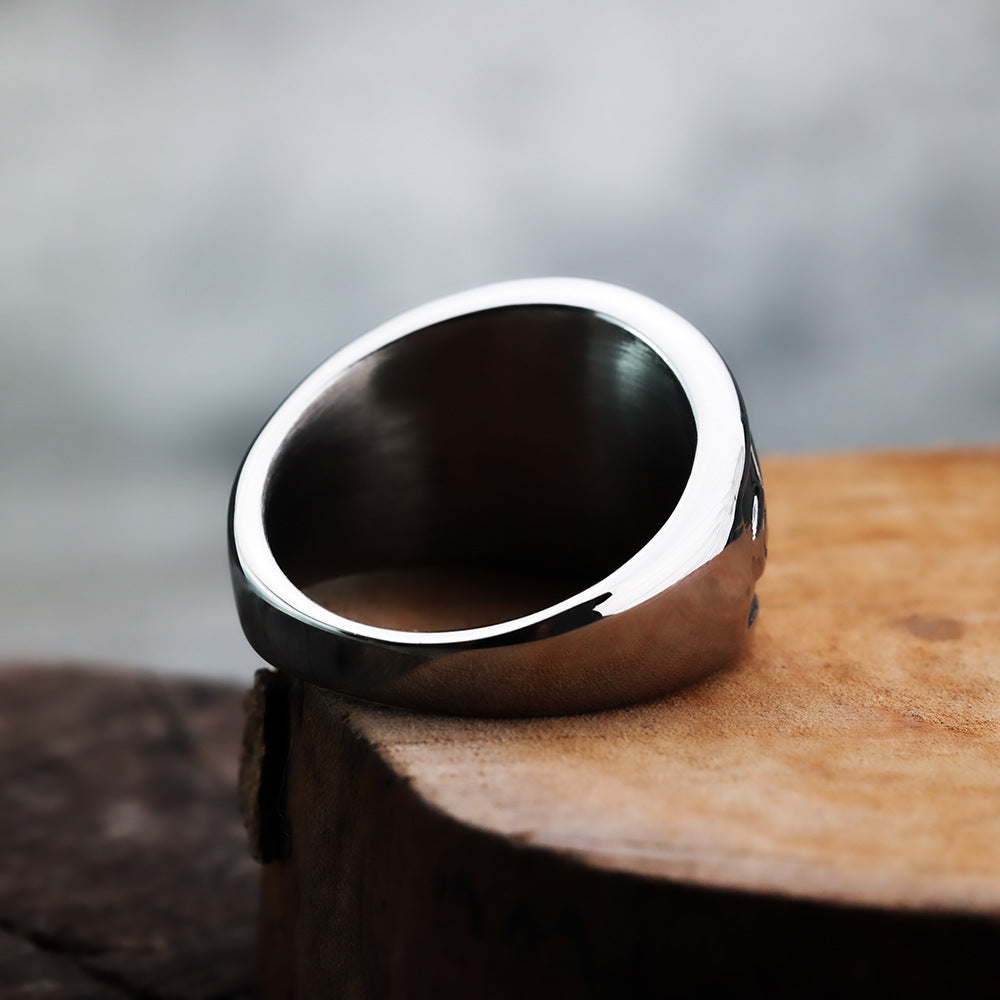 European And American Retro Stainless Steel Men's Ring Personalized Viking Symbol Vortex Ring