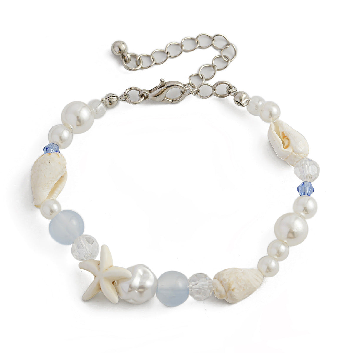 Ocean Wind Shell Starfish Beaded Crystal Bracelet By Planderful Vienna Verve Collection For Women