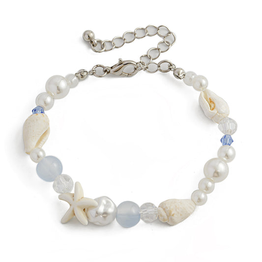 Ocean Wind Shell Starfish Beaded Crystal Bracelet By Planderful Vienna Verve Collection For Women