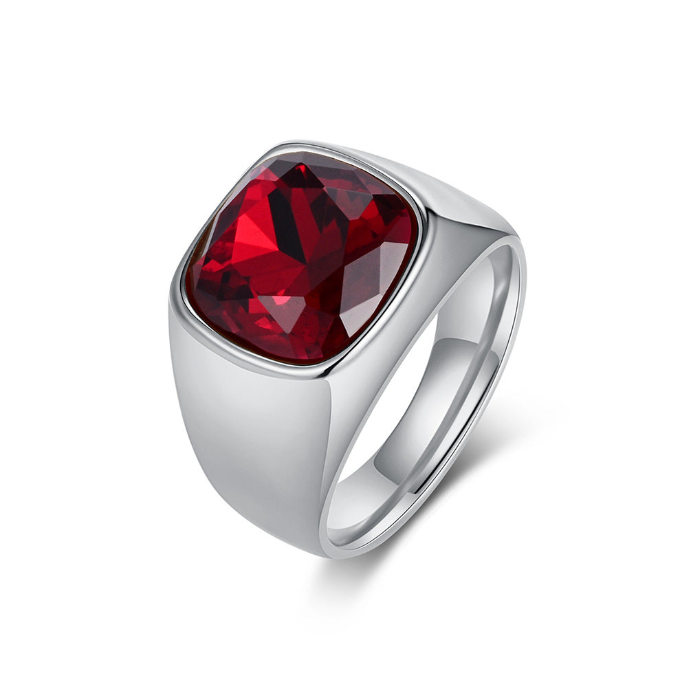 Black Gemstone Zircon Stainless Steel Ring Unisex