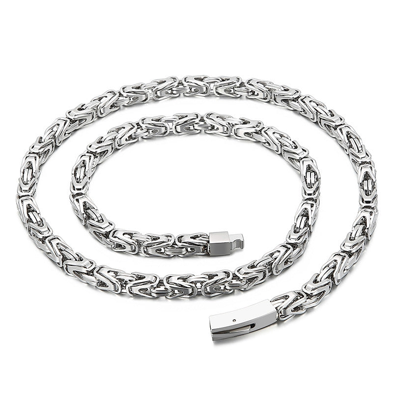 Rock Hip-Hop Emperor Chain, Street V-Shaped Woven Men's Titanium Steel Necklace Bracelet