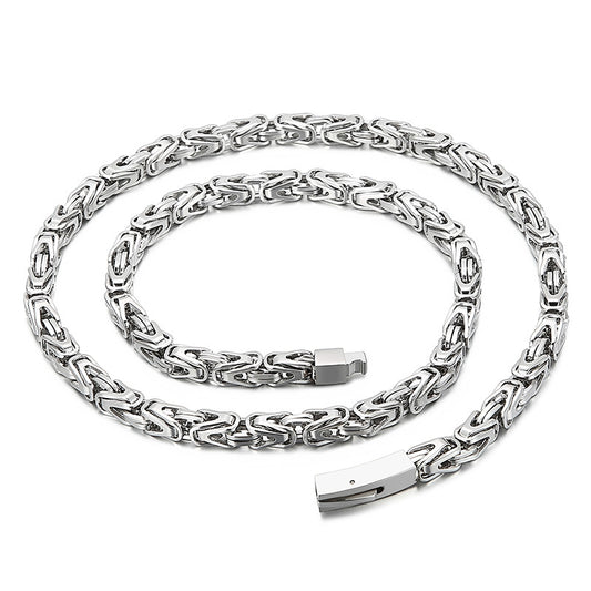 Rock Hip-Hop Emperor Chain, Street V-Shaped Woven Men's Titanium Steel Necklace Bracelet