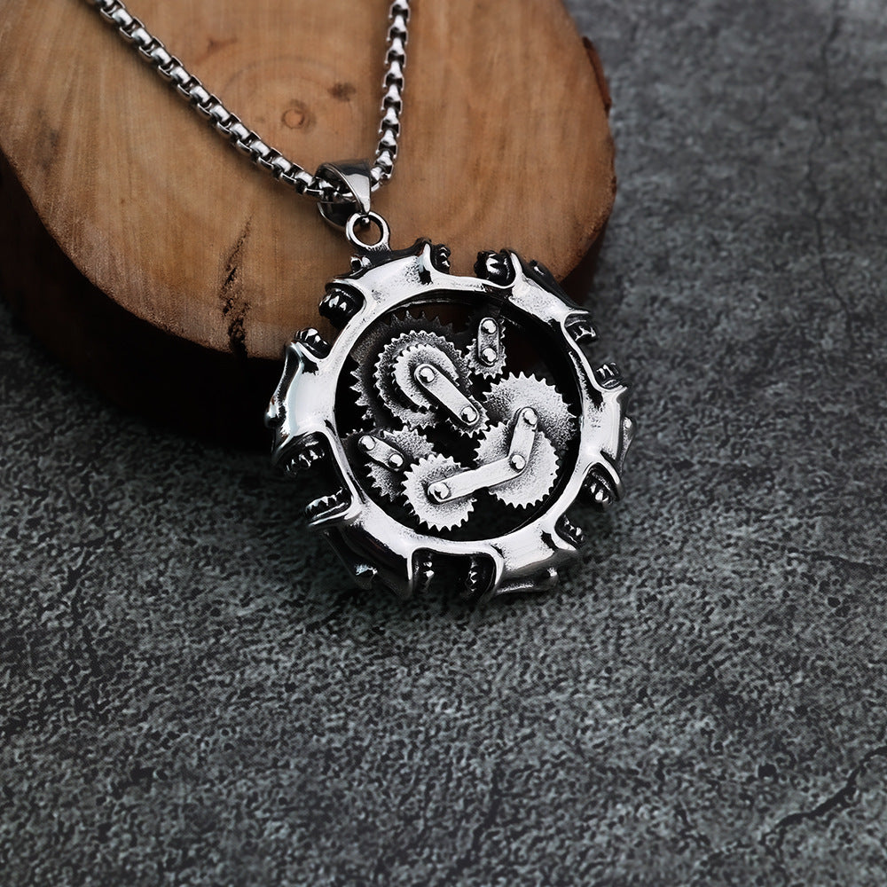 European And American Style Personalized Skull Gear Pendant